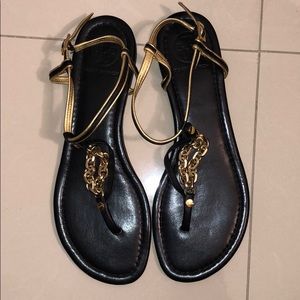 Beautiful black and gold Tory Burch sandals size 8